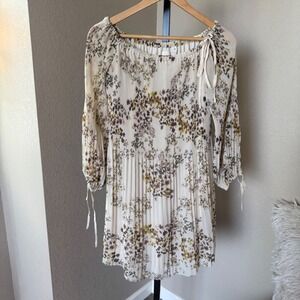 Wilfred Aritzia Floral Off Shoulder Mini Dress Long Sleeve Women's Size Small‎